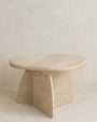Light beige Toscana travertine side table with a modern design by Belaré Home