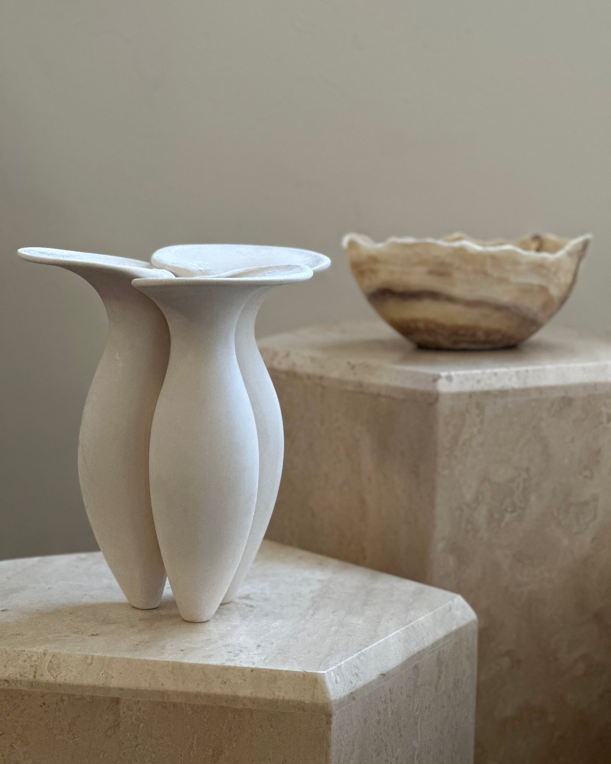 Ceramic Lily Vase - Reactive Glaze Decorative Vase 13.25"H - Belaré Home