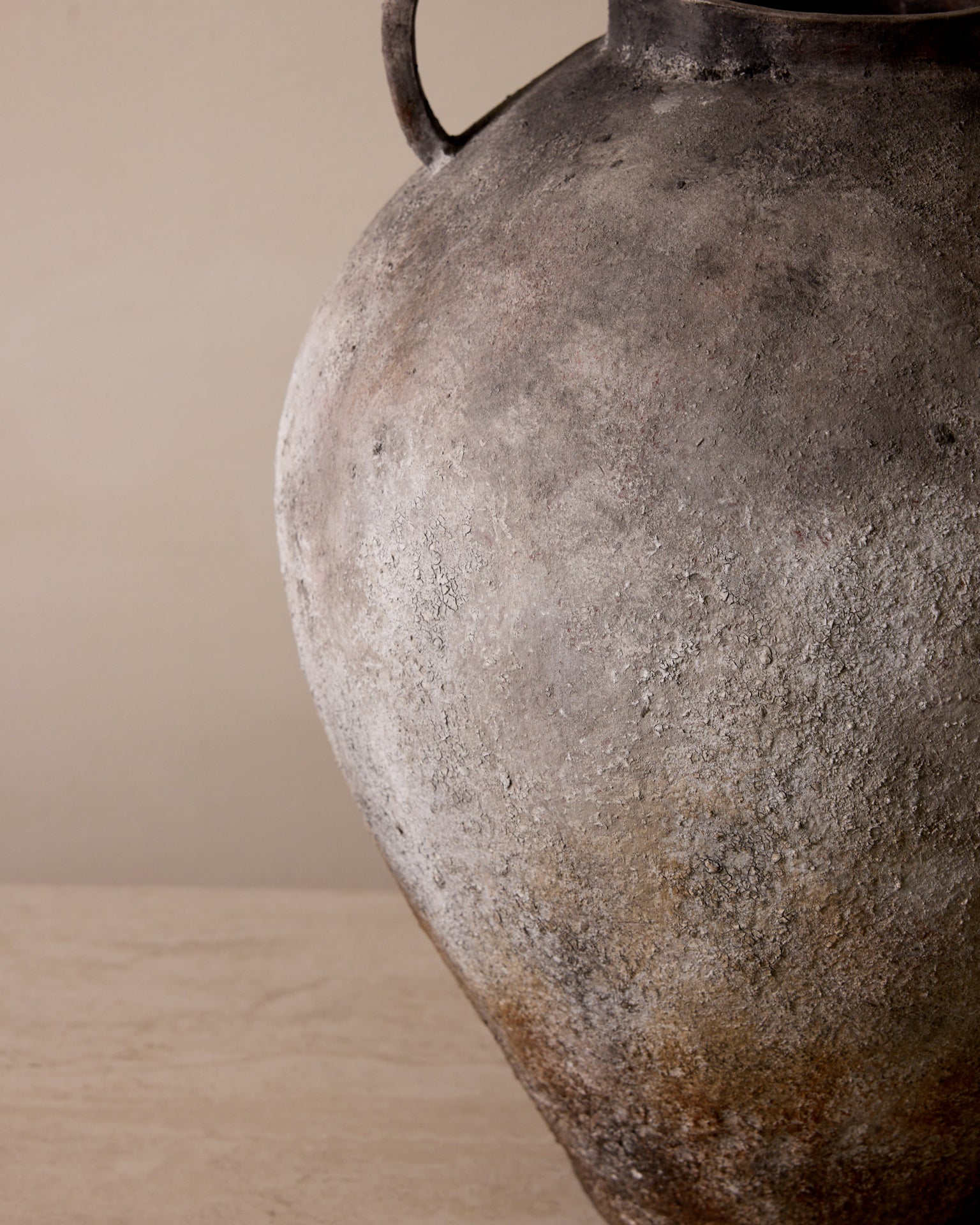 Lucero Textured Stone Vase - White Rustic Contemporary 21.6H - Belaré Home