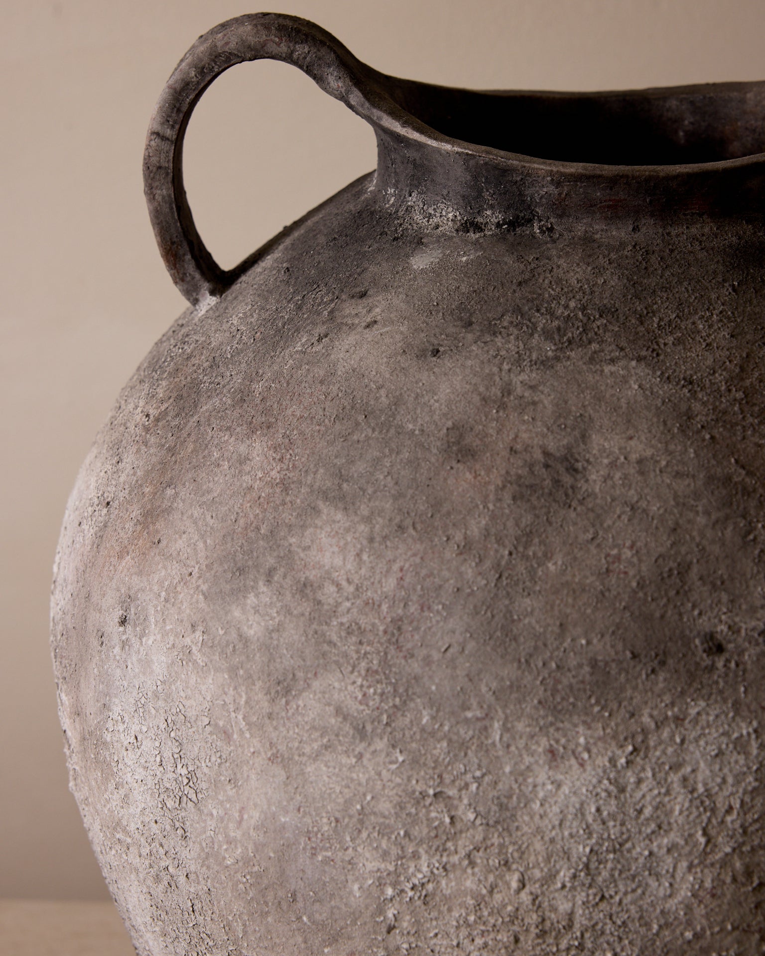 Lucero Textured Stone Vase - White Rustic Contemporary 21.6H - Belaré Home