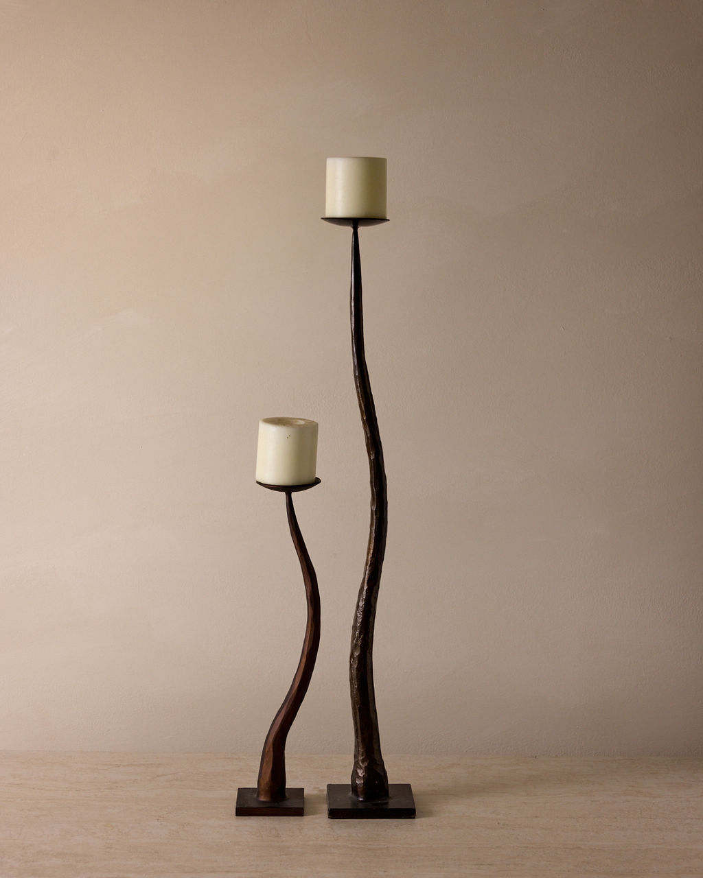 Serpe Hand-Forged Iron Candle Holders - Matte Black Collection