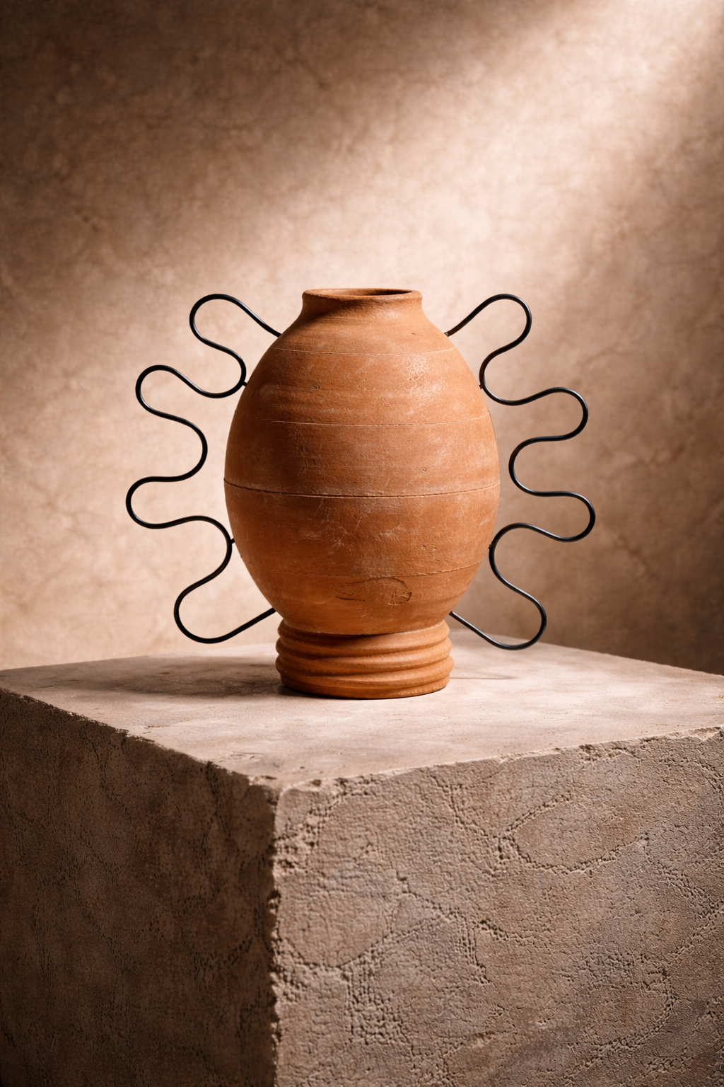 Avila Terracota Vase by Diego Olivero - pedestal view