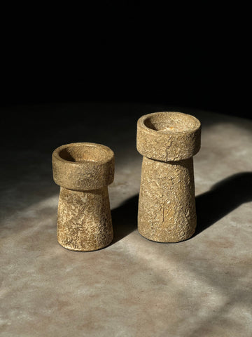 Sand Rustic Candle Holders (Set of 2) - Belaré Home