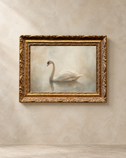 Vintage Swan French Brass Inspired Gold Framed Art