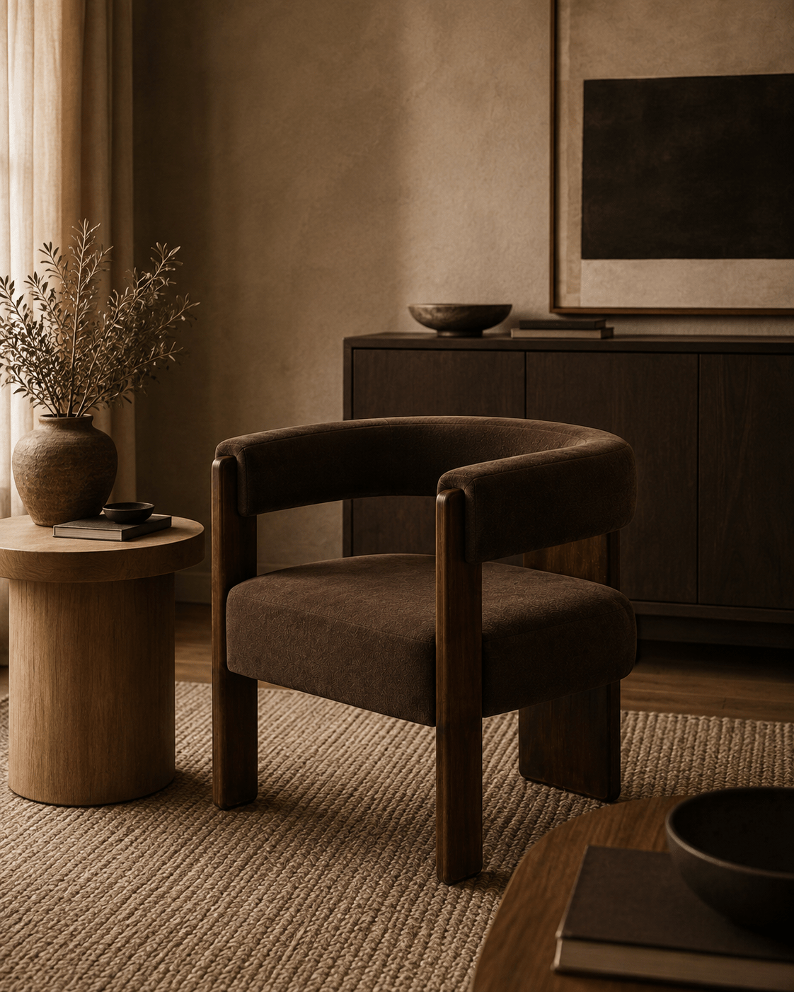 Pierre Dark Brown Velvet Chair - Belaré Home