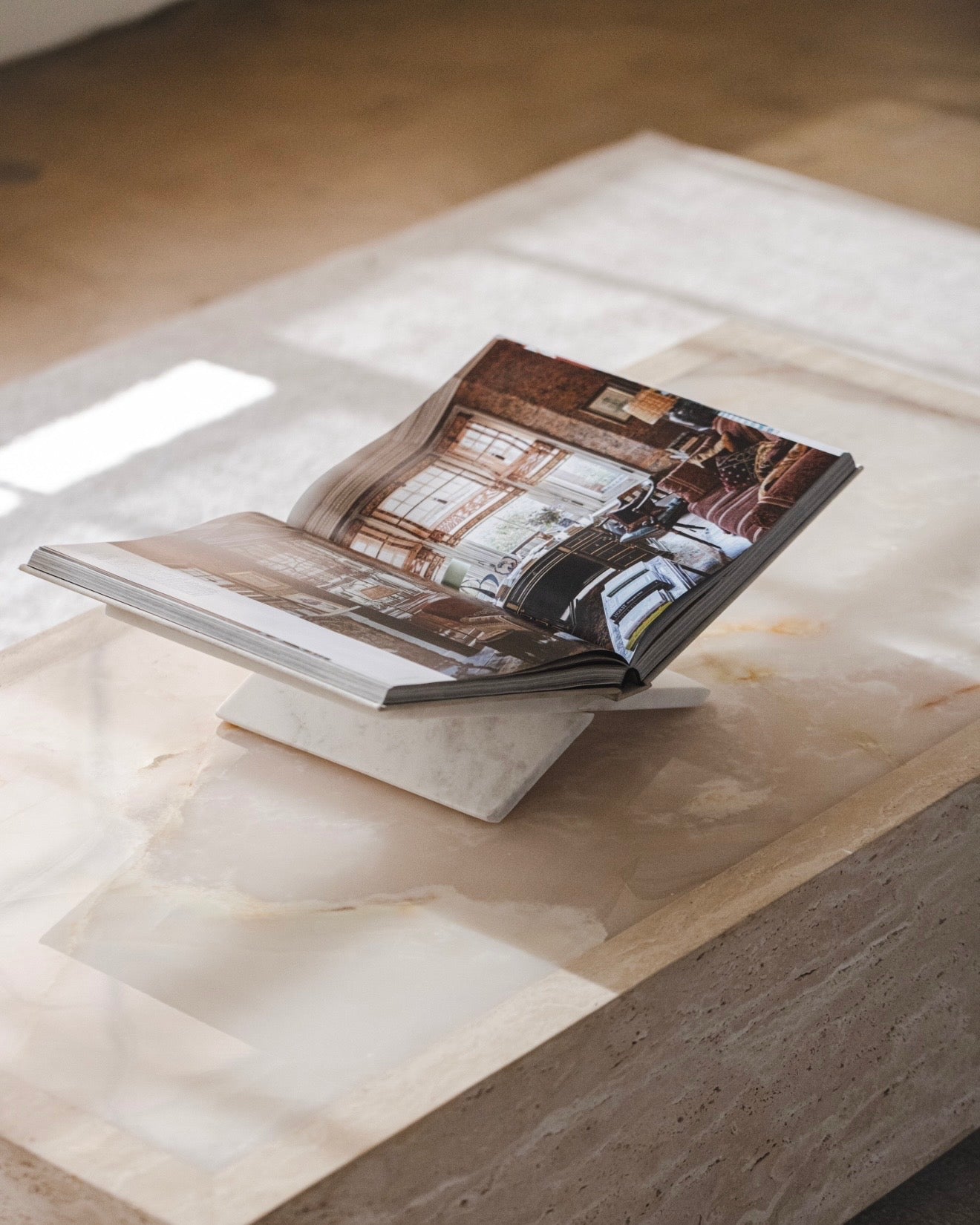 Belaré Pure Travertine Bookstand - Natural Stone Book Rest 18" - Belaré Home