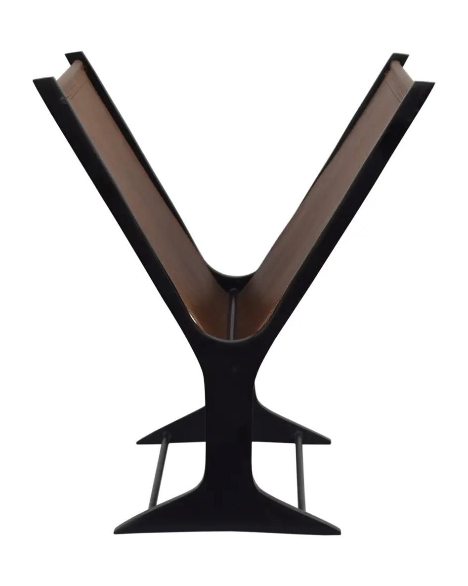 Leather Book Rack Leather Book & Magazine Rack - Brown Black | Belaré Home