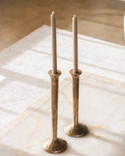 Madrid Vintage Gold Aluminum Candle Holders Set of 2 - Taper - Belaré Home