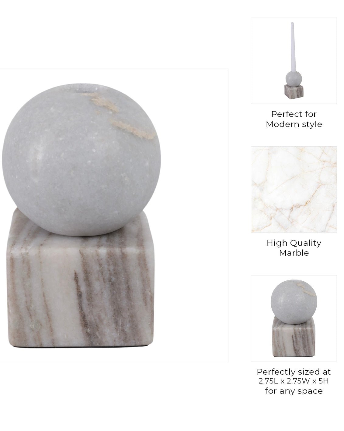 Polished Marble Candle Holder - Belaré Home