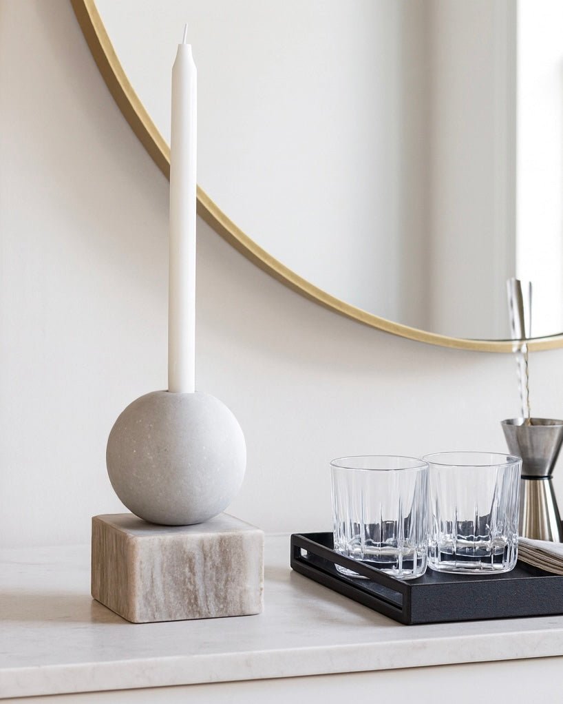 Polished Marble Candle Holder - Belaré Home