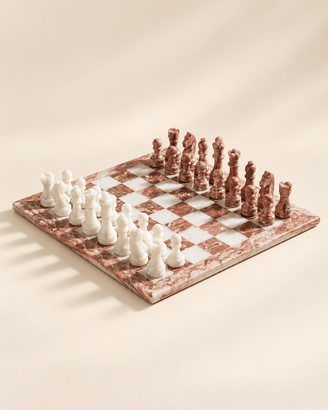 Bellano Pink Marble Chess Set - Belaré Home