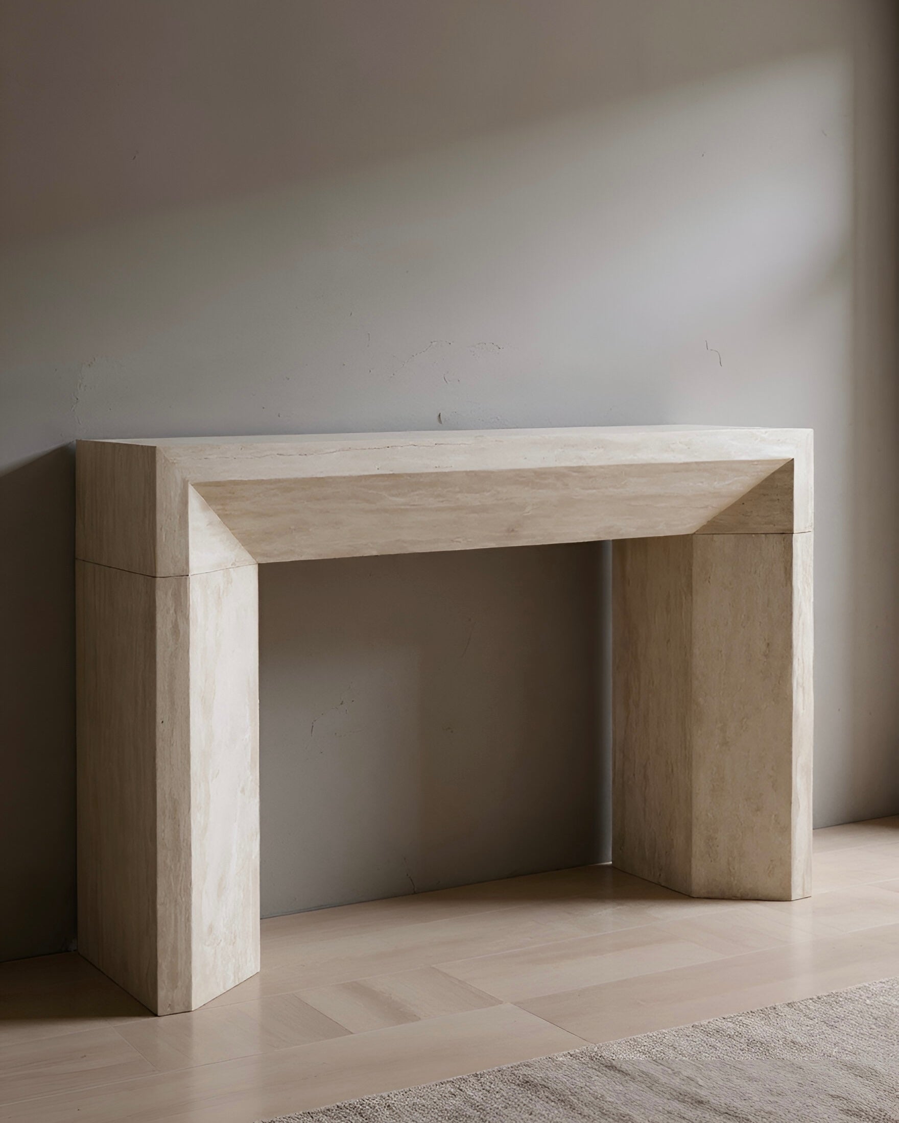 Toscana Natural Travertine Console Table - 63" Veined Stone - Belaré Home