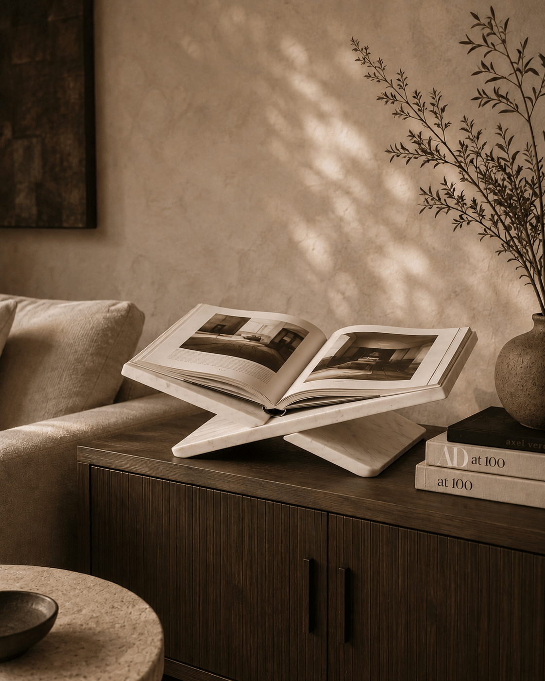 Organic Marble Book Stand - Belaré Home