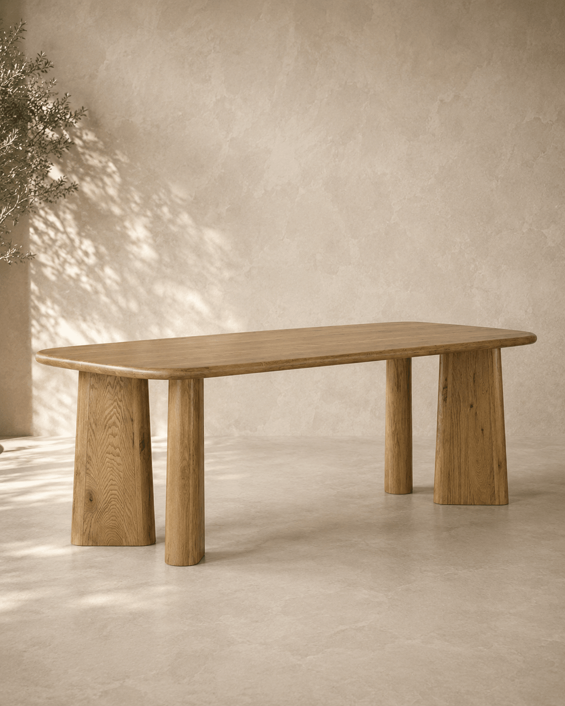 Solero Solid White Oak 84" Dining Table - Belaré Home