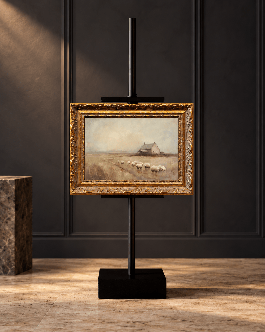 Vintage Farmland Brass Inspired Gold Framed Art - Belaré Home