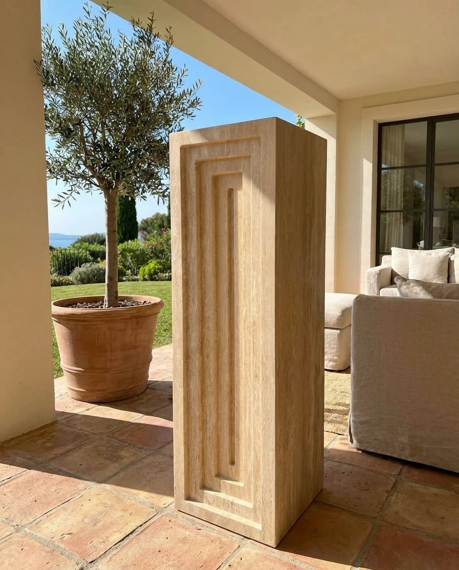39" Honed Italian Travertine Architectural Column - Belaré Home