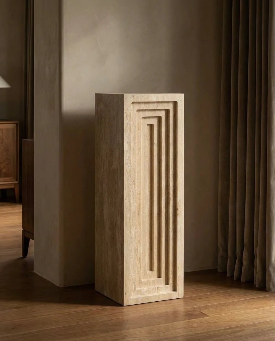 39" Honed Italian Travertine Architectural Column - Belaré Home