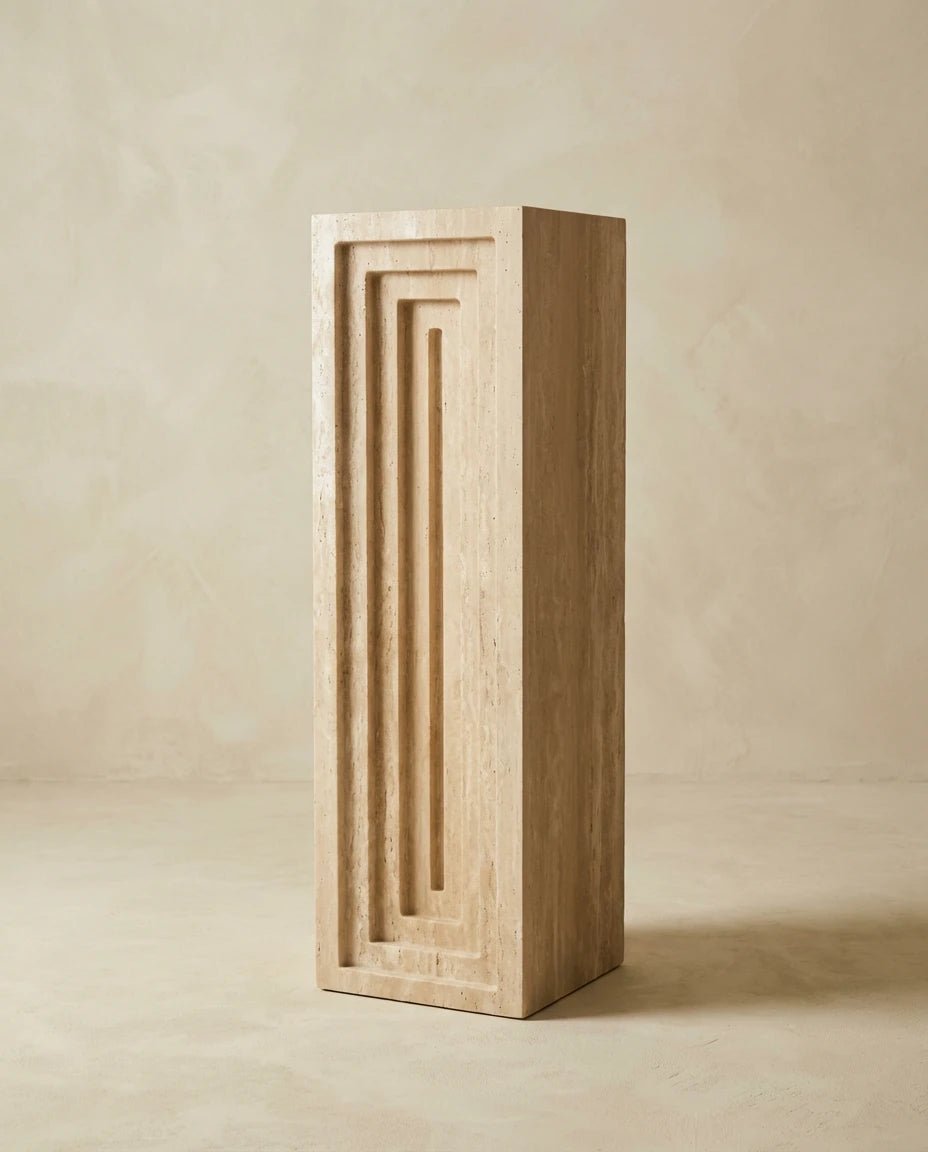 Honed Italian Travertine Column - Architectural Artistry – Belaré Home