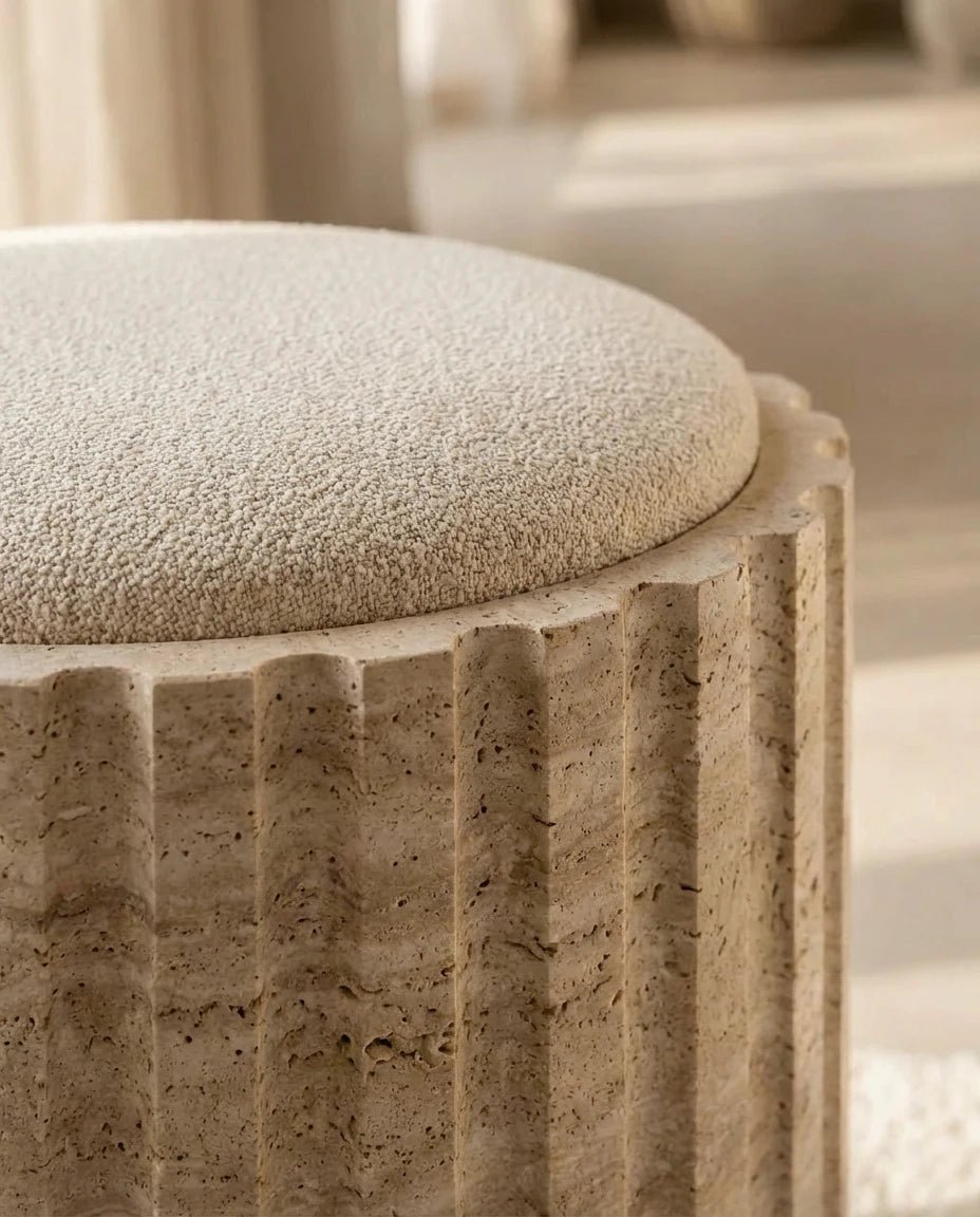 Travertine Sculpture Accent Seat - Belaré Home