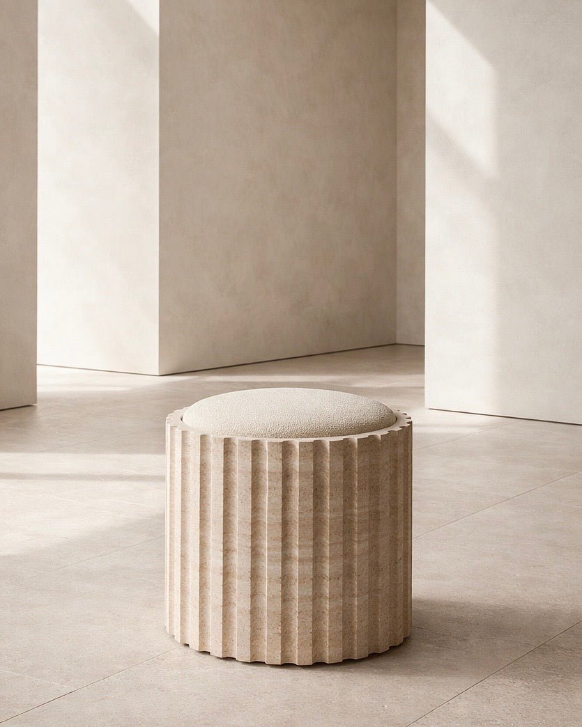Travertine Sculpture Accent Seat - Belaré Home