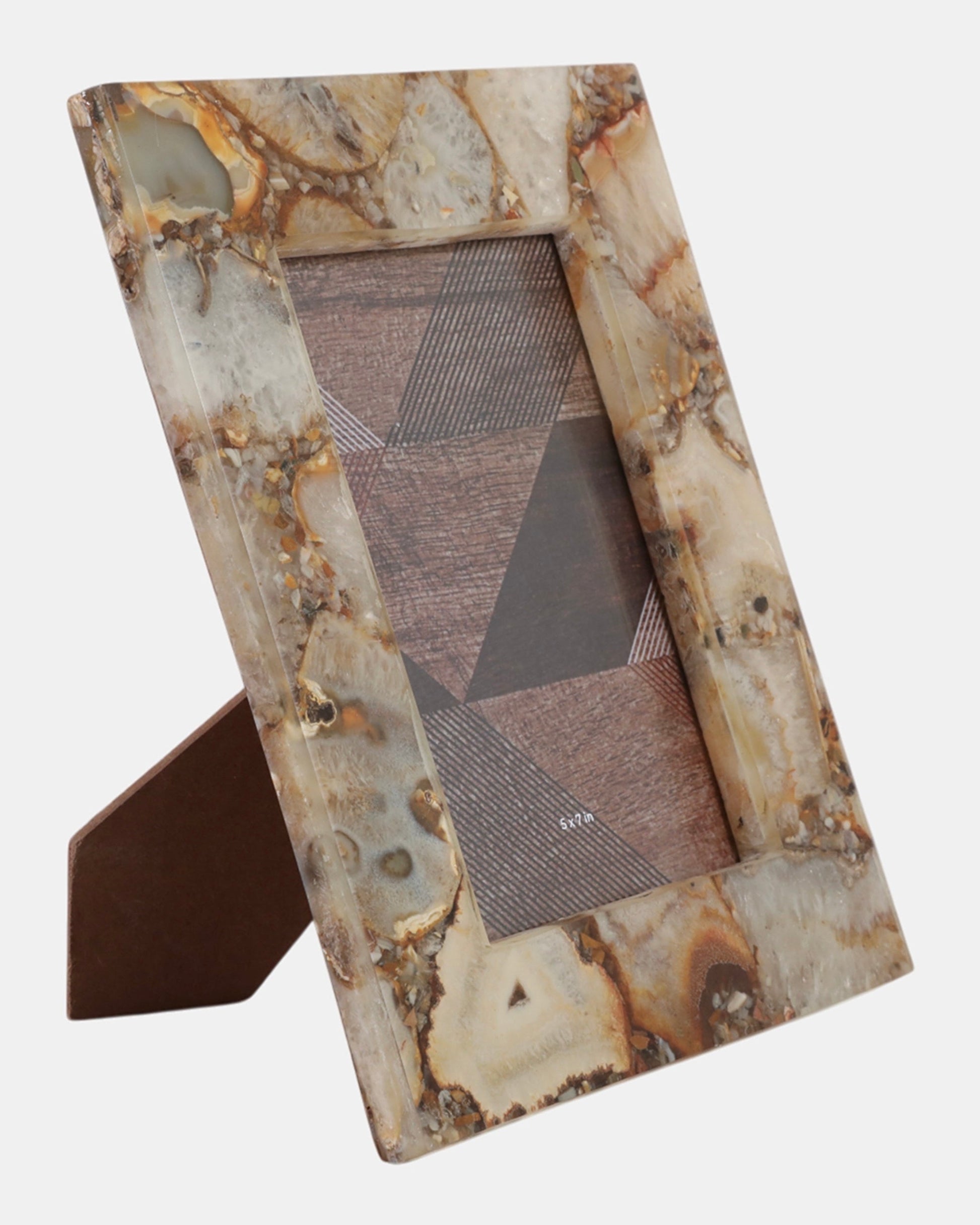 Belaré Luxurious Agate Photo Frame 5x7" - Tan Natural Stone - Belaré Home