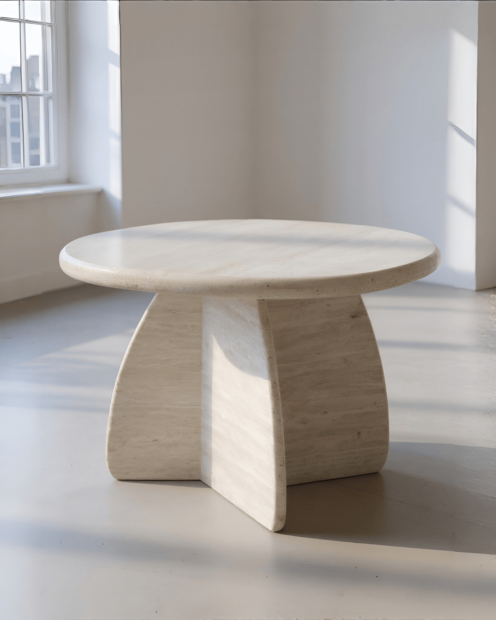 Toscana Handcrafted Italian Travertine Side Table - Sculptural Stone - Belaré Home