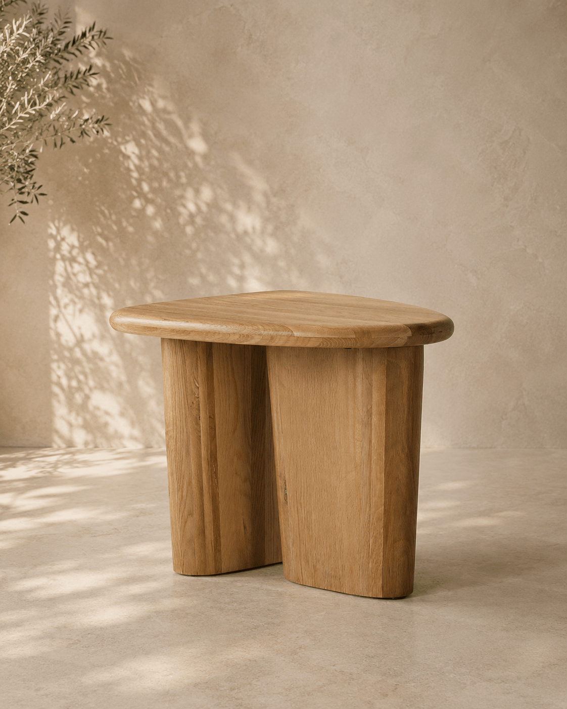 Solero Solid White Oak Side Table - Belaré Home