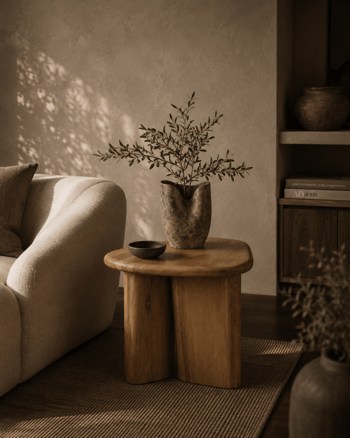 Solero Solid White Oak Side Table - Belaré Home