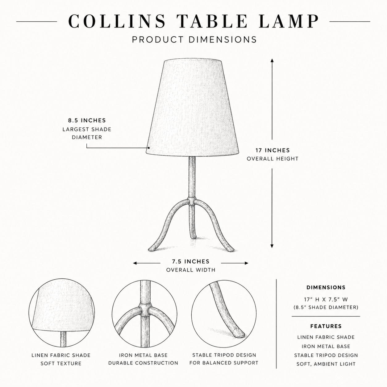 Collins Lamp - Belaré Home