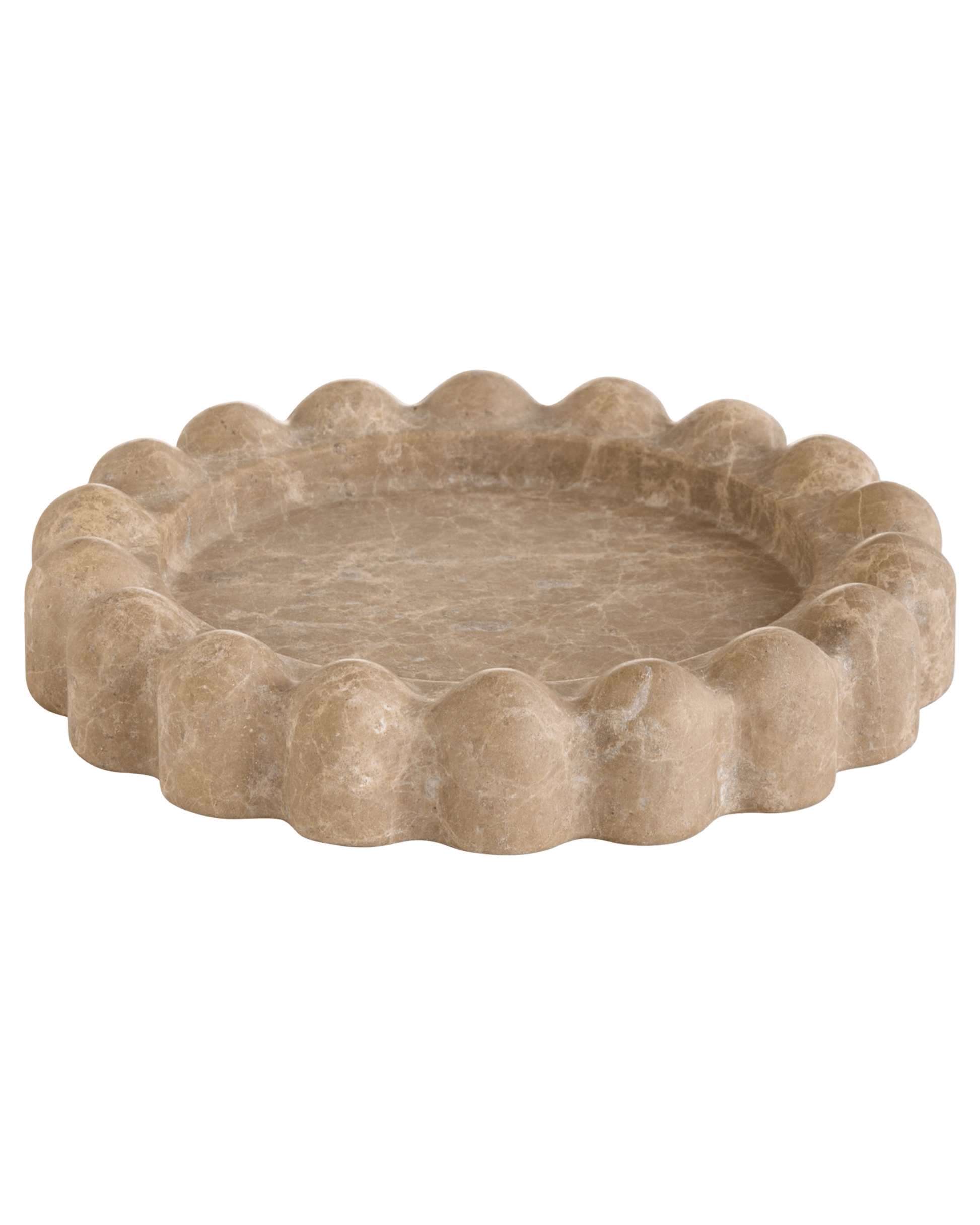 Scalloped Travertine Tray - Belaré Home