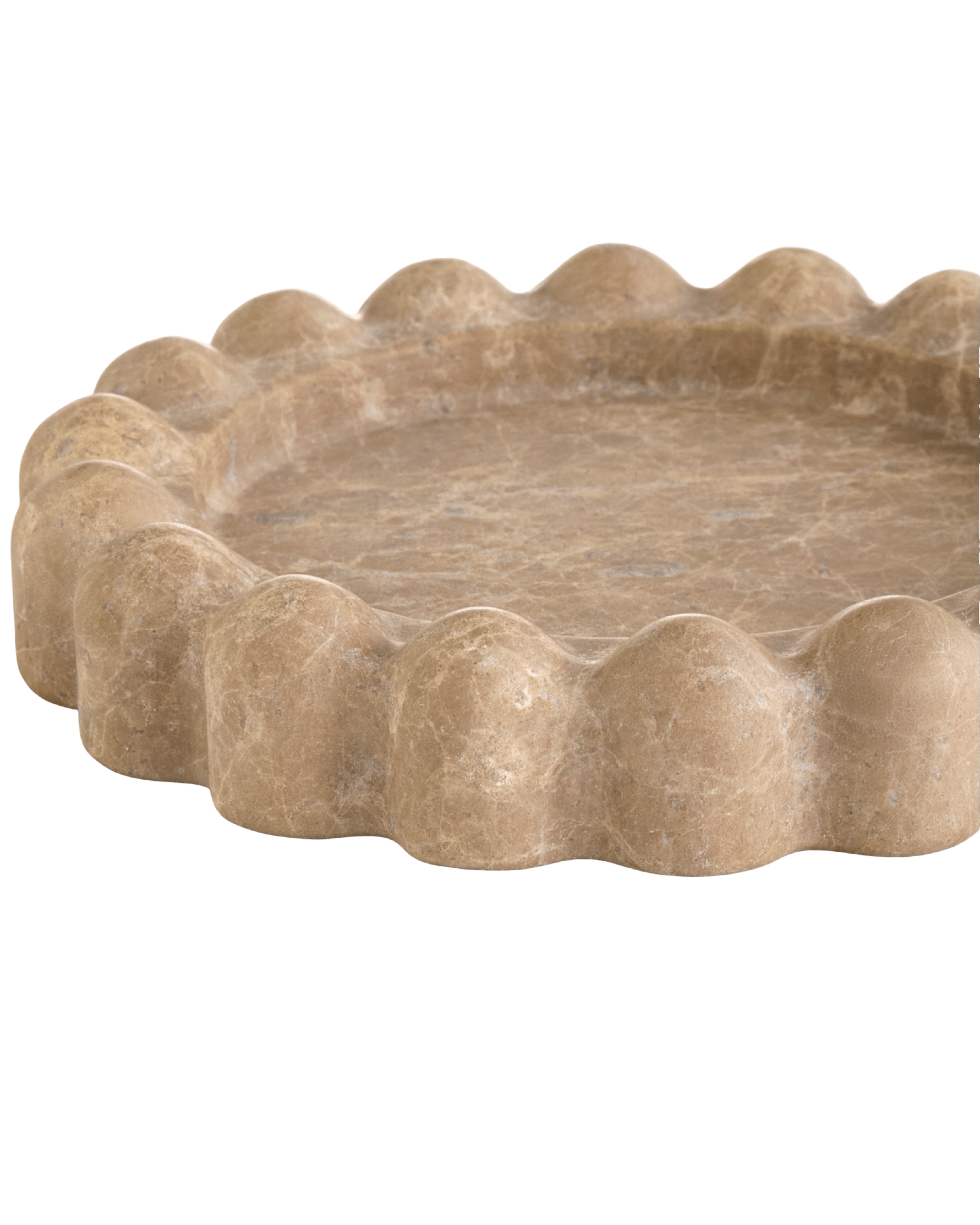 Scalloped Travertine Tray - Belaré Home