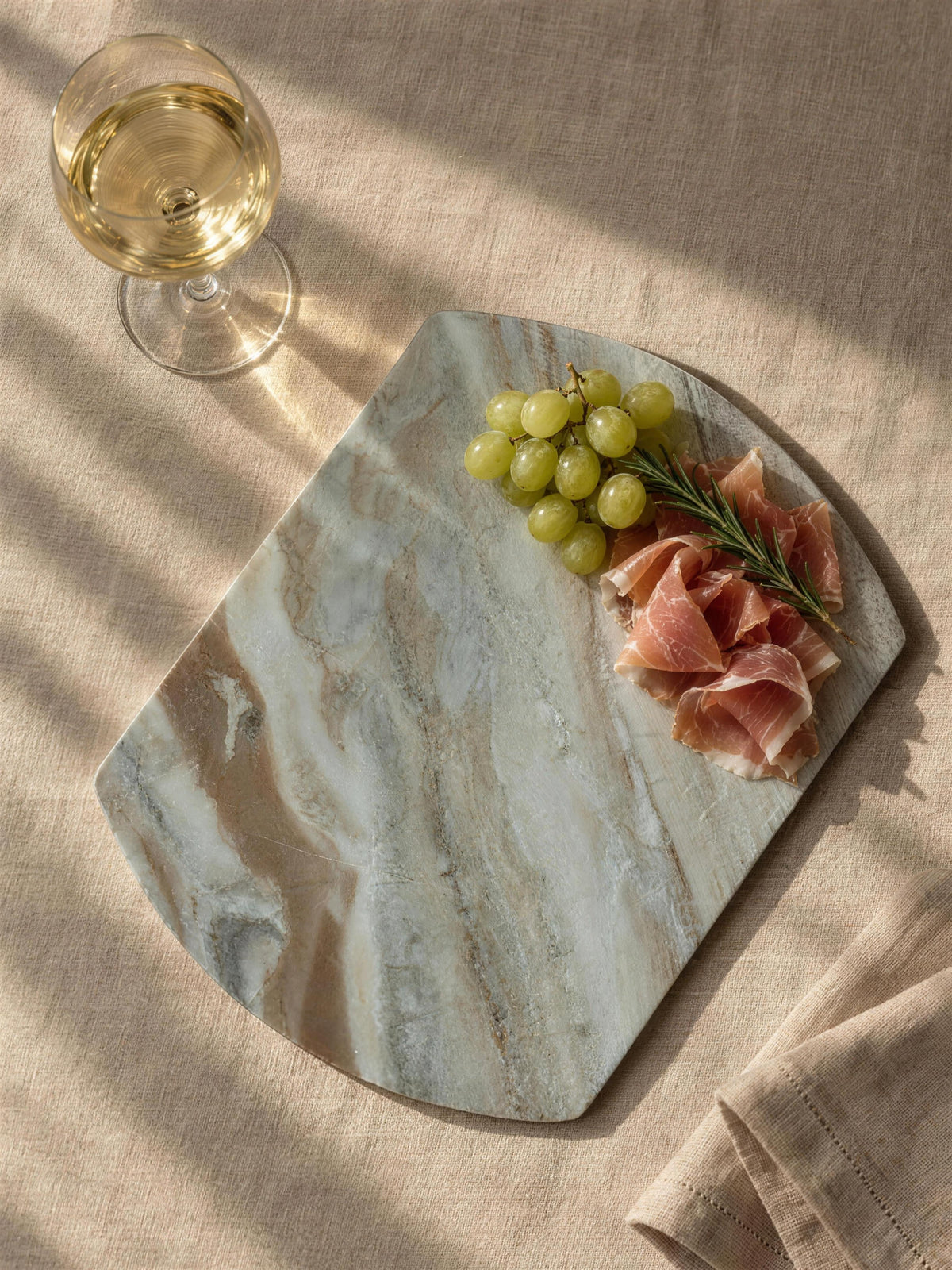 Handcrafted Organic Stone Marble Charcuterie Board 16x12 Buff - Belaré Home