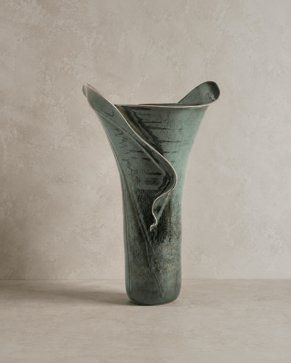 Antique Green Cera Vase 23.5" - Belaré Home
