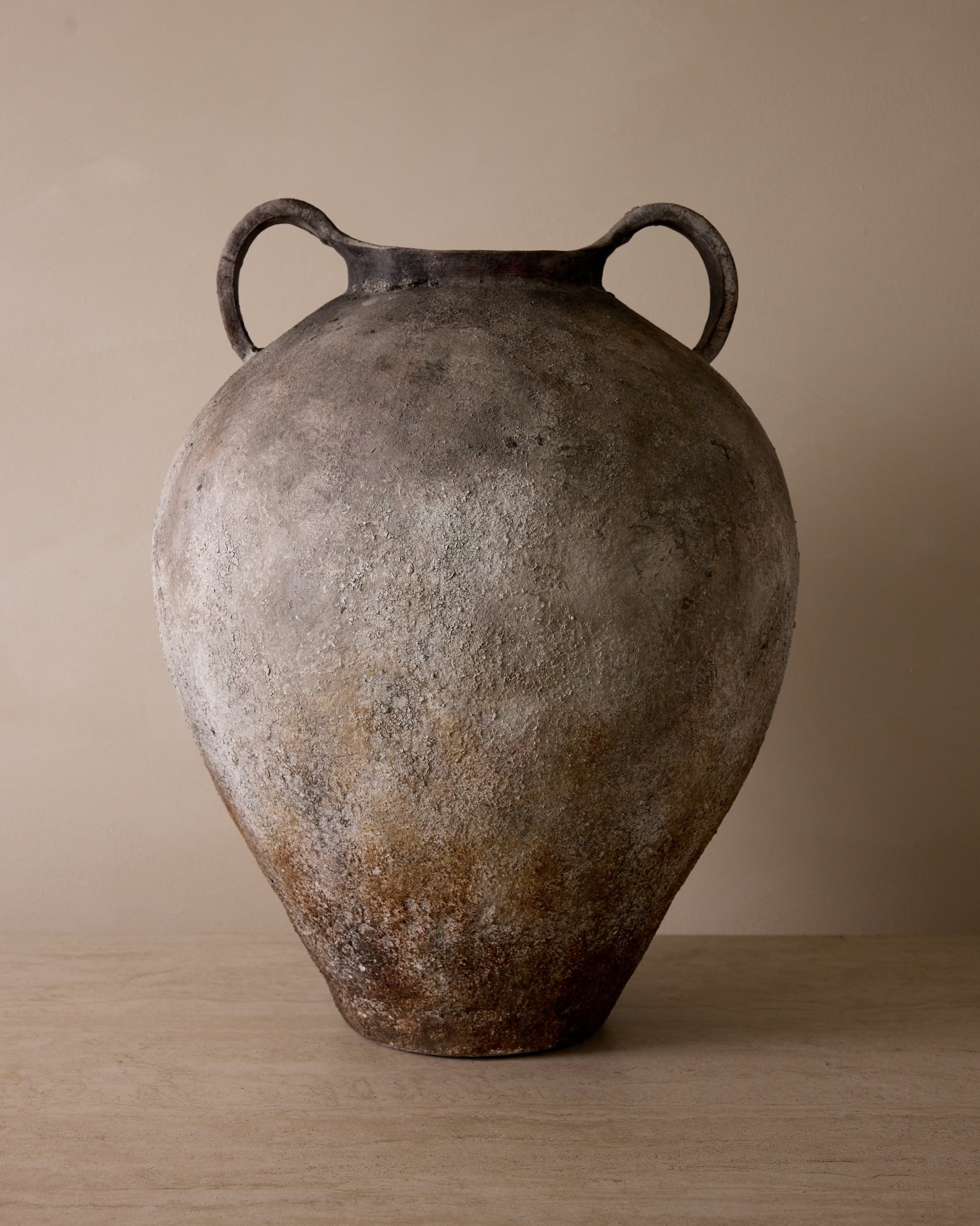 Lucero Textured Stone Vase - White Rustic Contemporary 21.6H - Belaré Home