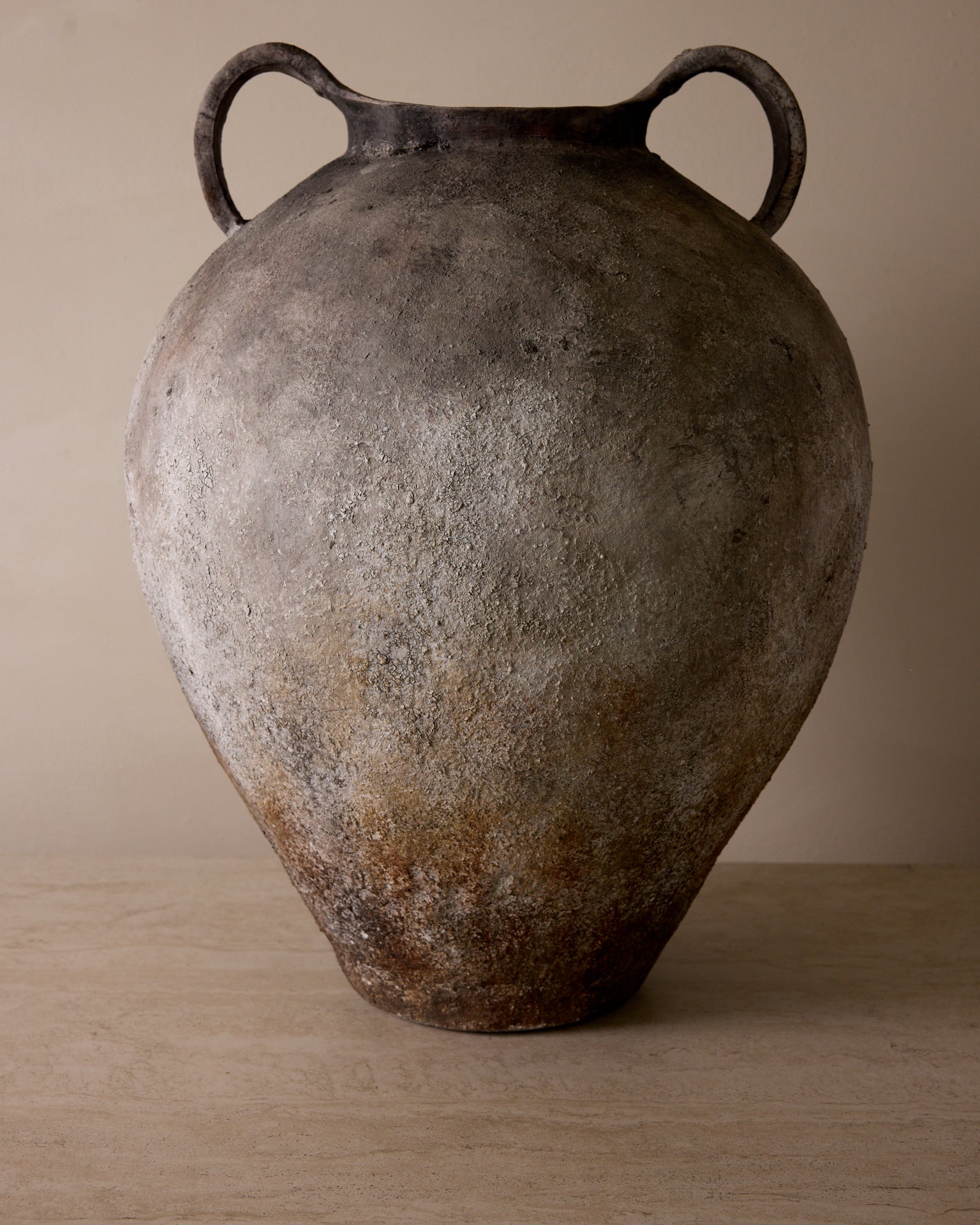 Lucero Textured Stone Vase - White Rustic Contemporary 21.6H - Belaré Home