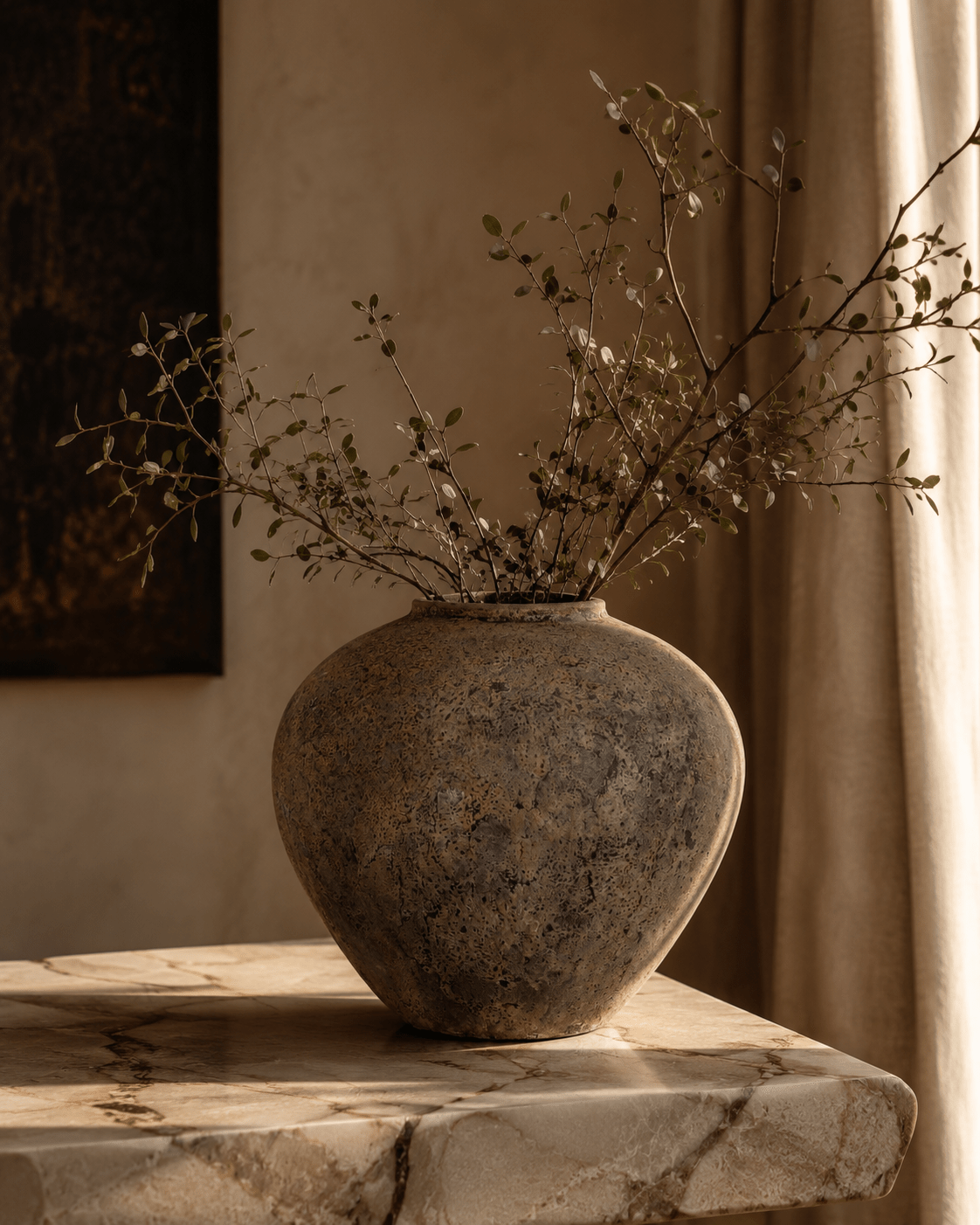 Puebla Vase - Brown Terracota Decorative Vessel 14 L x 12 H (IN) - Belaré Home