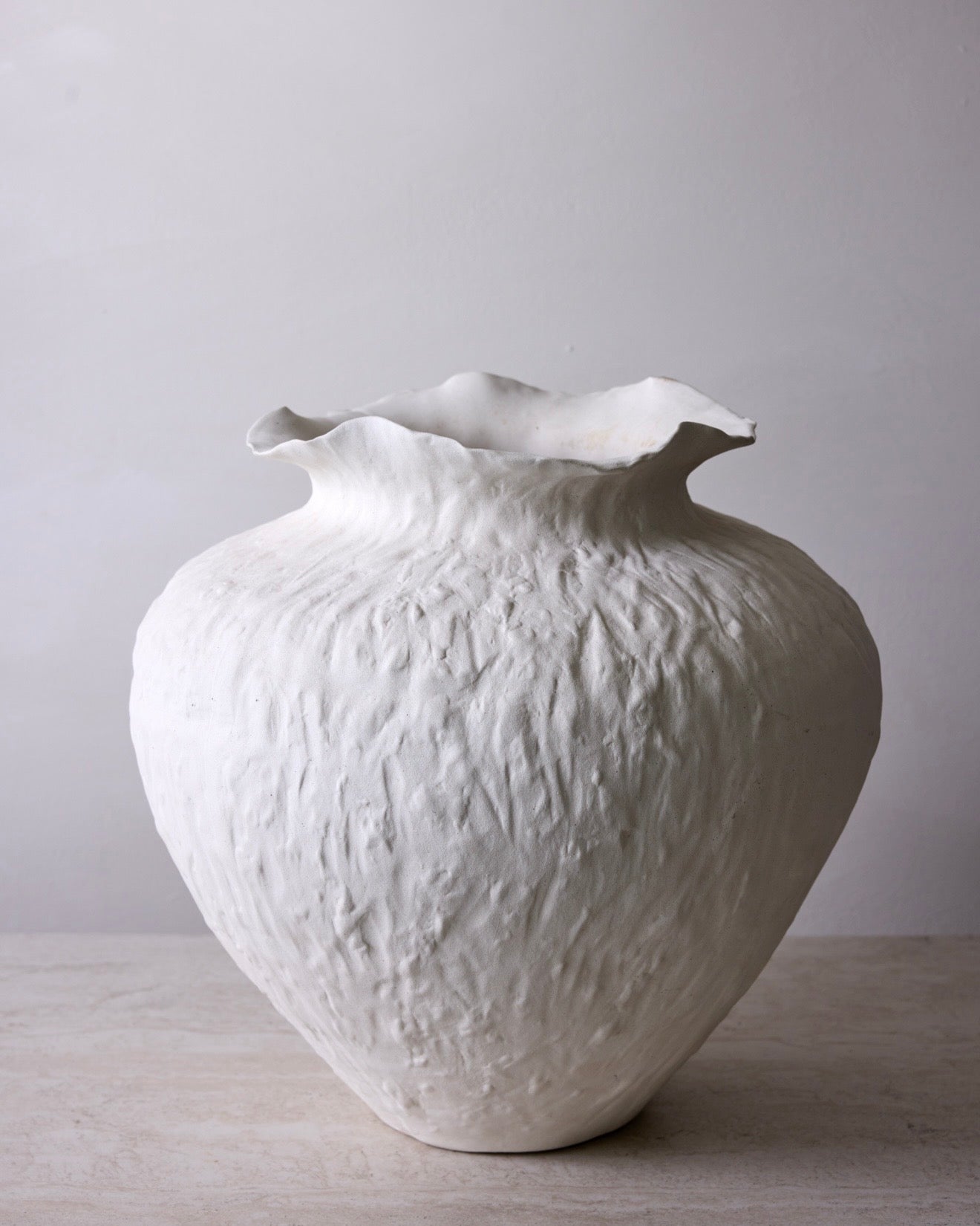 Sasha Textured Ceramic Vase - Ivory Cream 14.8" Home Decor - Belaré Home