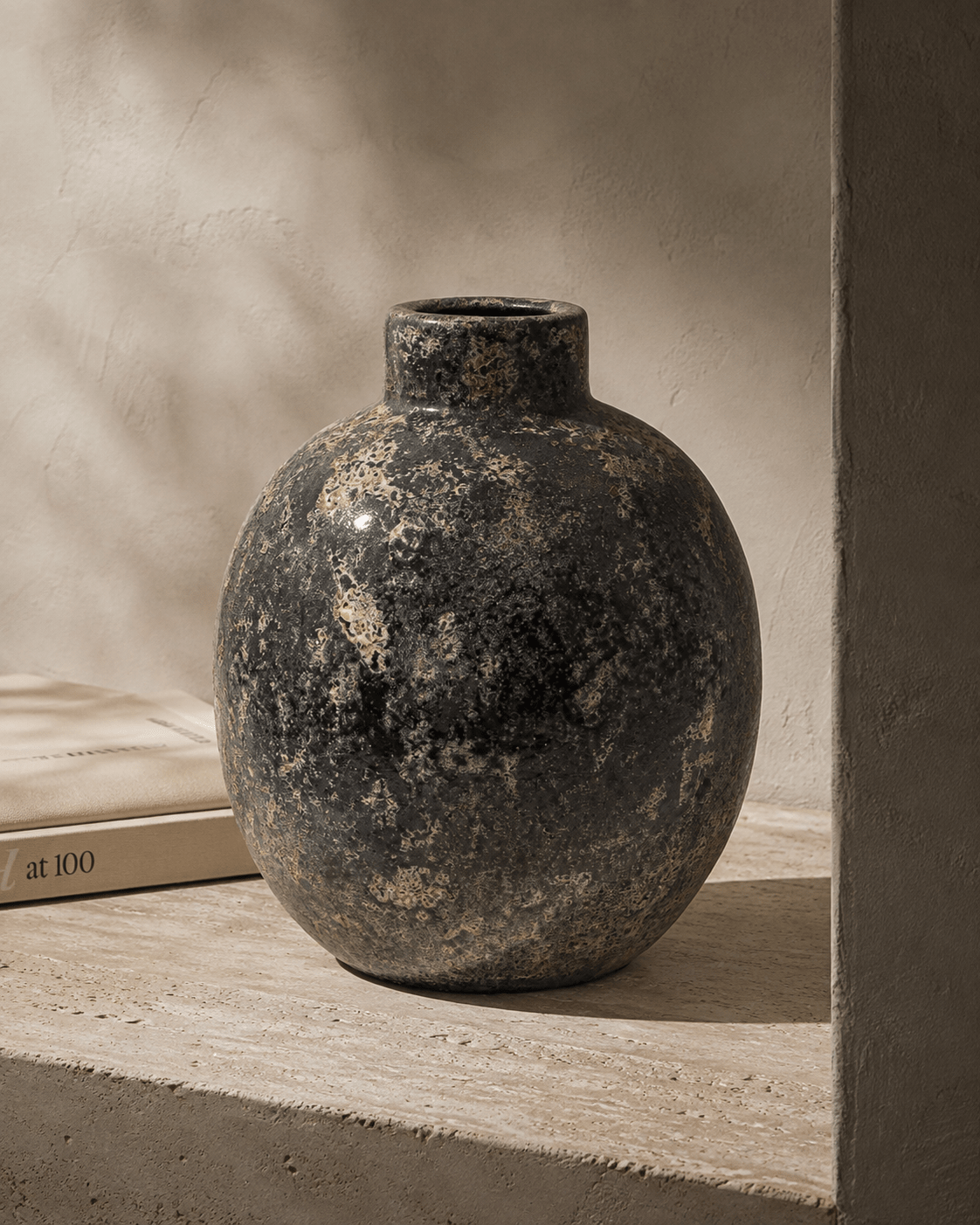 Tonala Vase - Black Terracota Decorative Vessel 11" - Belaré Home